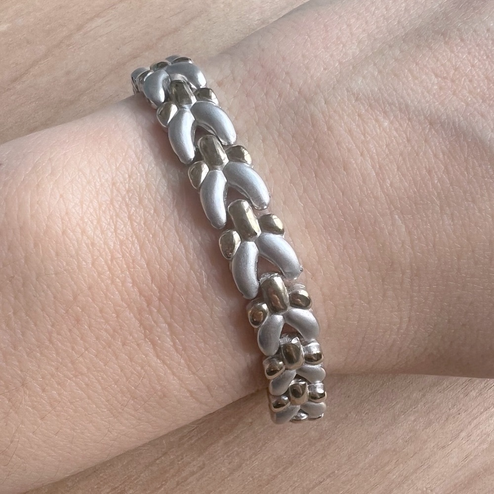 Sharp brand two-tone linked bracelet